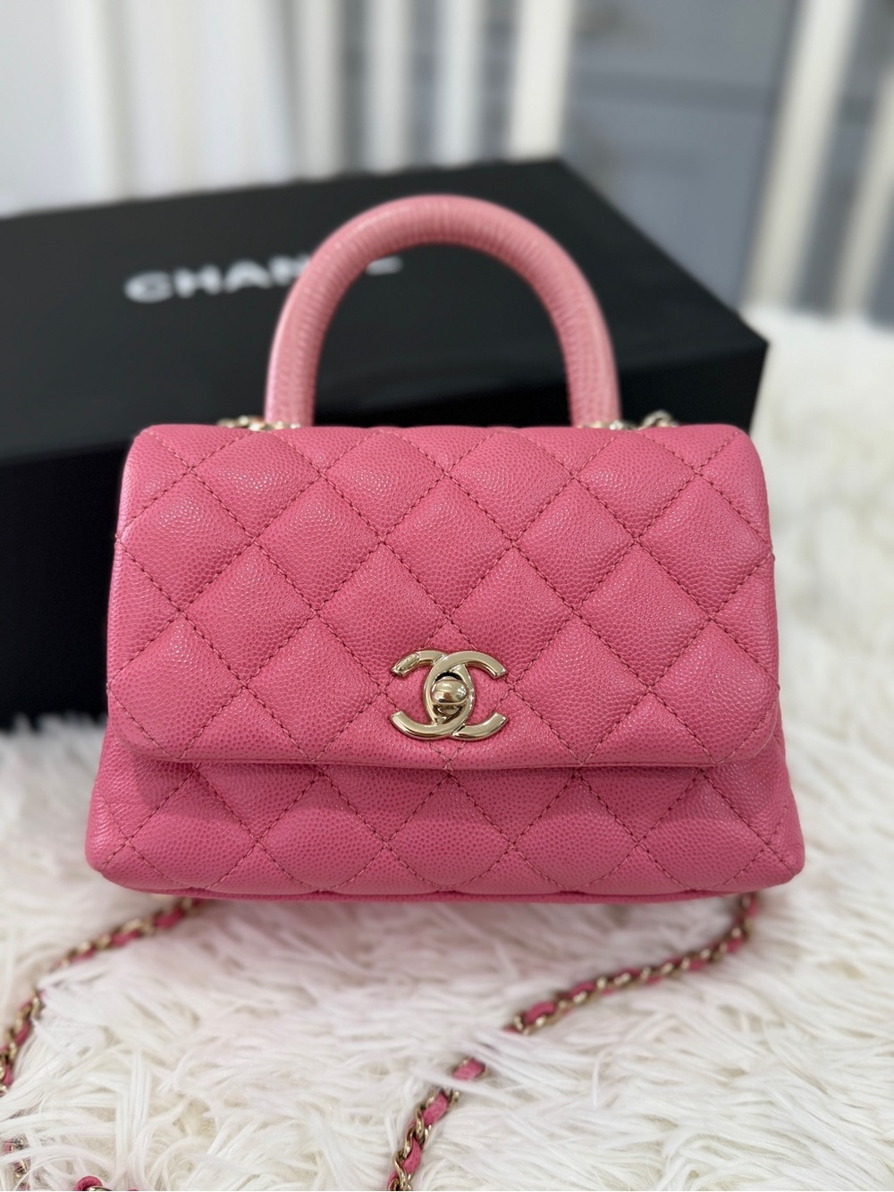 CHANEL MINI COCO HANDLE IN BARBIE PINK GHW